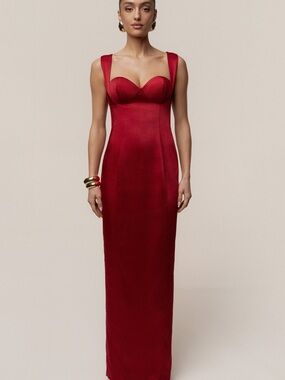 Jluxlabel Red Armour Satin Maxi Dress